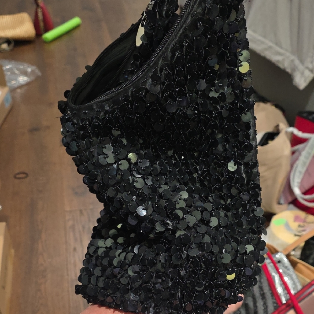 Chic Black Sequin Clutch